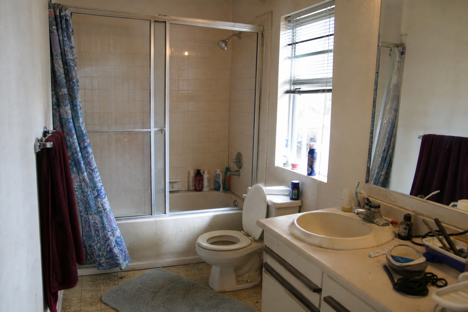 1990s Sacramento bathroom before remodel concept