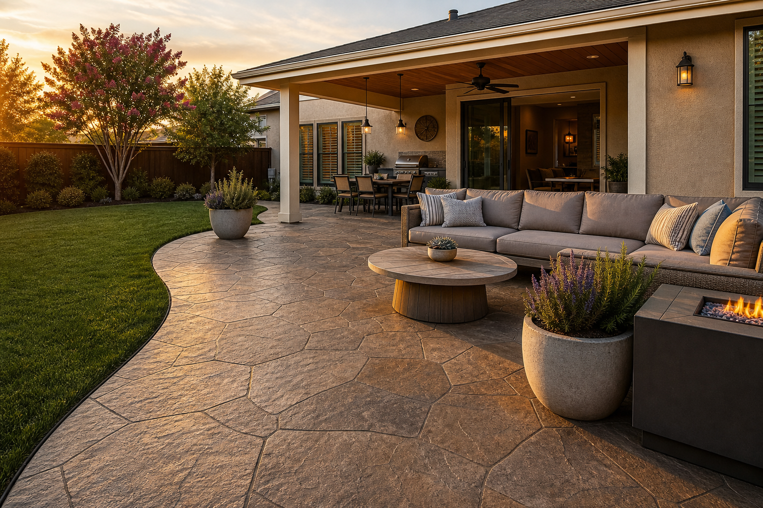 Stamped concrete patio · Lincoln